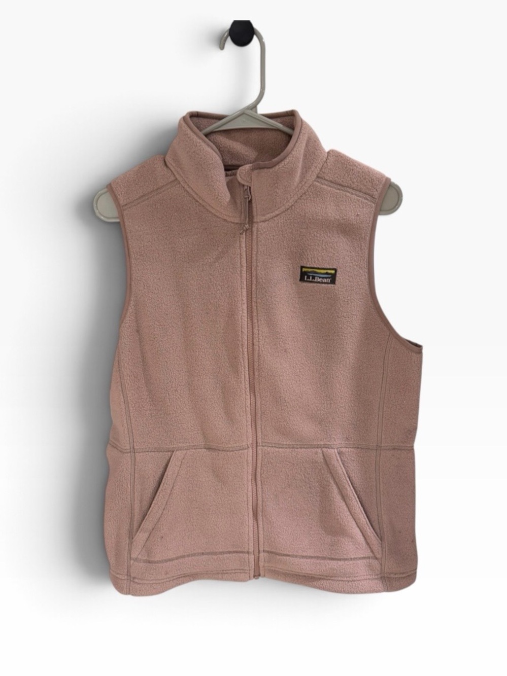 L.L.Bean Women's M Regular Pink Full Zip Vest w/ Pockets, Collar, Logo